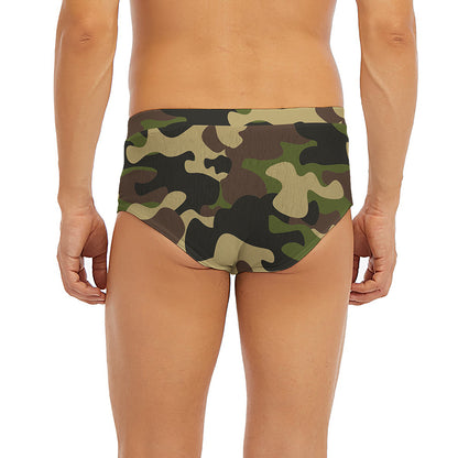 Army Green Camouflage Print Men's Briefs