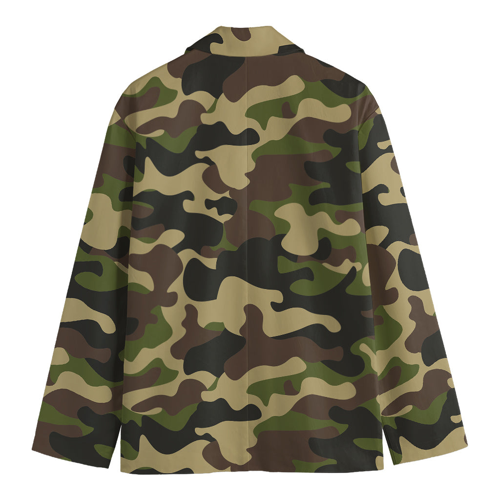 Army Green Camouflage Print Men's Cotton Blazer