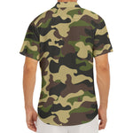 Army Green Camouflage Print Men's Deep V-Neck Shirt