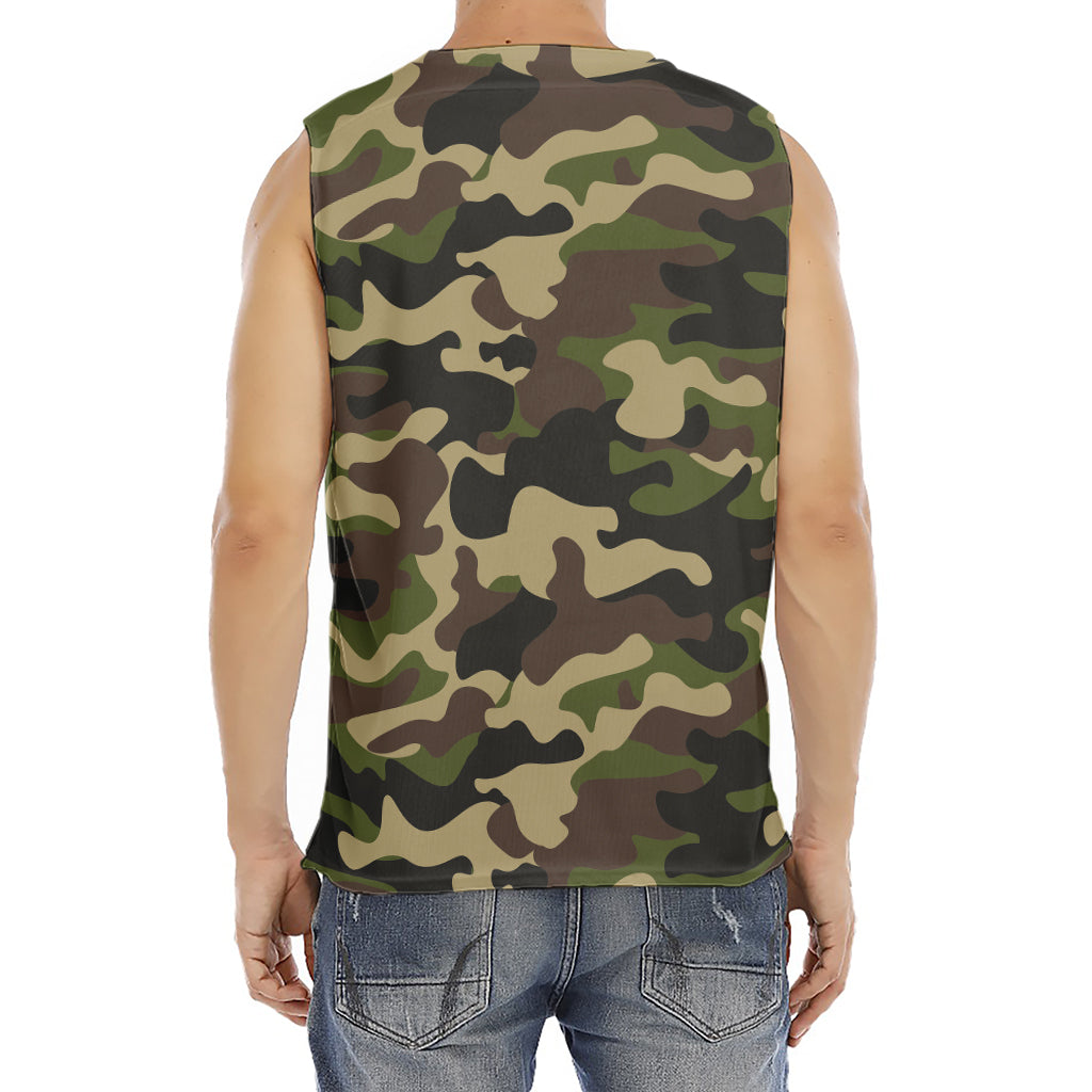 Army Green Camouflage Print Men's Fitness Tank Top