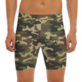 Army Green Camouflage Print Men's Long Boxer Briefs