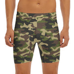 Army Green Camouflage Print Men's Long Boxer Briefs