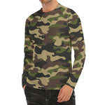 Army Green Camouflage Print Men's Long Sleeve Rash Guard