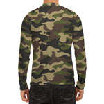 Army Green Camouflage Print Men's Long Sleeve Rash Guard