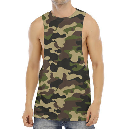 Army Green Camouflage Print Men's Muscle Tank Top