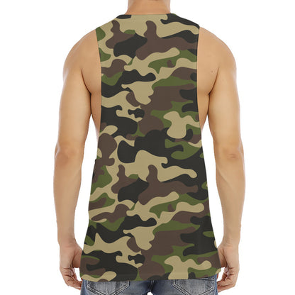 Army Green Camouflage Print Men's Muscle Tank Top