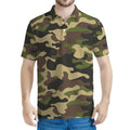 Army Green Camouflage Print Men's Polo Shirt