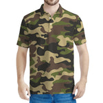 Army Green Camouflage Print Men's Polo Shirt