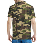Army Green Camouflage Print Men's Polo Shirt