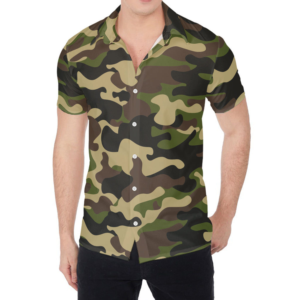 Army Green Camouflage Print Men's Shirt