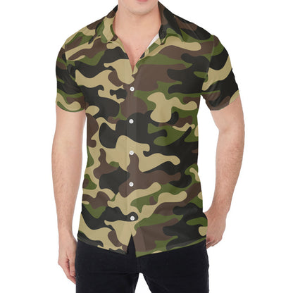 Army Green Camouflage Print Men's Shirt