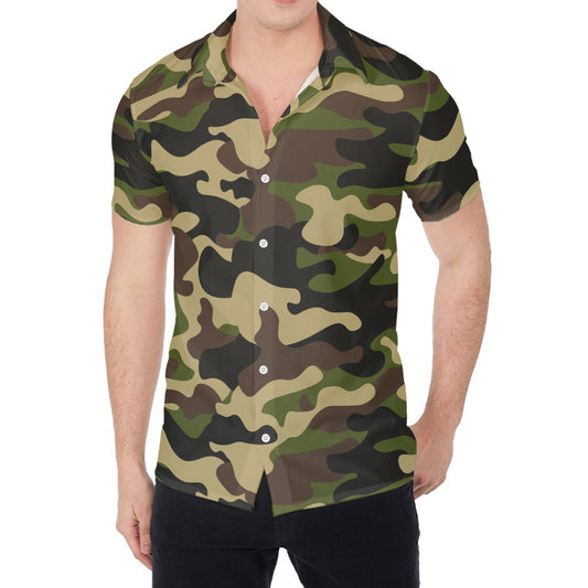 Army Green Camouflage Print Men's Shirt