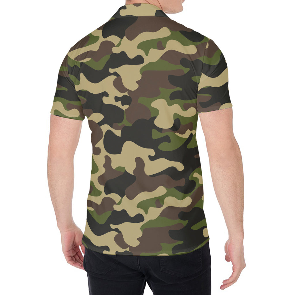 Army Green Camouflage Print Men's Shirt