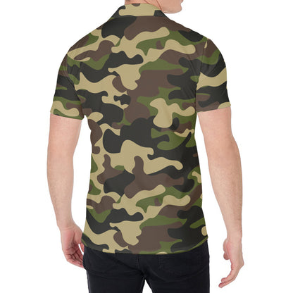 Army Green Camouflage Print Men's Shirt