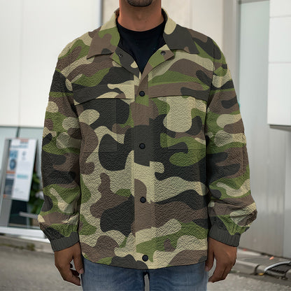 Army Green Camouflage Print Men's Shirt Jacket