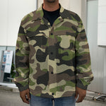 Army Green Camouflage Print Men's Shirt Jacket