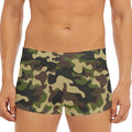Army Green Camouflage Print Men's Short Boxer Briefs