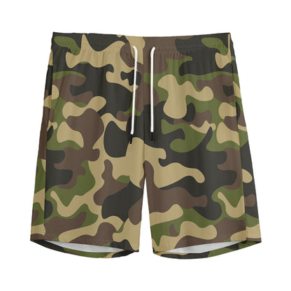 Army Green Camouflage Print Men's Sports Shorts