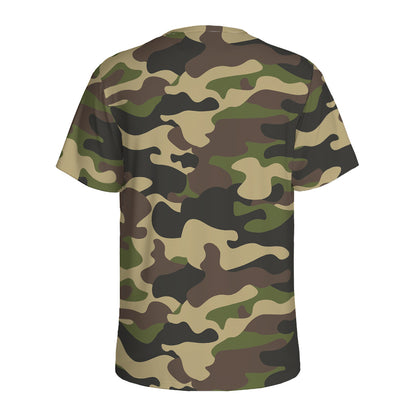 Army Green Camouflage Print Men's Sports T-Shirt
