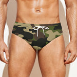 Army Green Camouflage Print Men's Swim Briefs