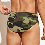 Army Green Camouflage Print Men's Swim Briefs
