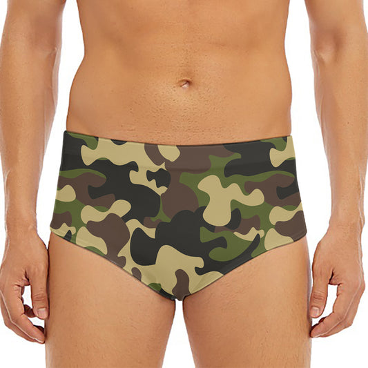 Army Green Camouflage Print Men's Triangle Swim Briefs