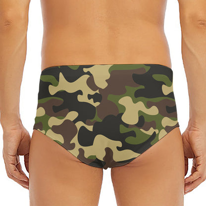 Army Green Camouflage Print Men's Triangle Swim Briefs
