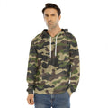 Army Green Camouflage Print Men's Velvet Pullover Hoodie