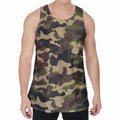 Army Green Camouflage Print Men's Velvet Tank Top