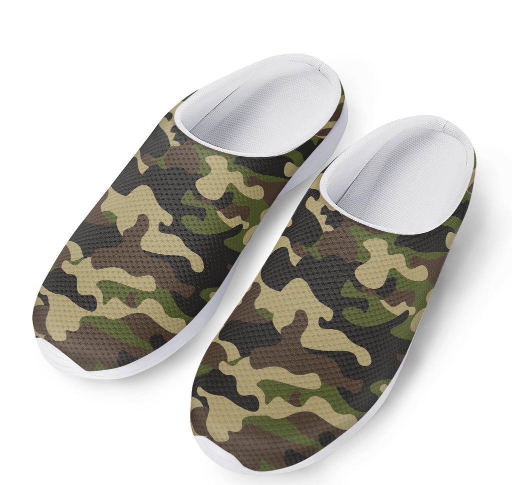 Army Green Camouflage Print Mesh Casual Shoes