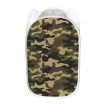 Army Green Camouflage Print Mesh Laundry Hamper
