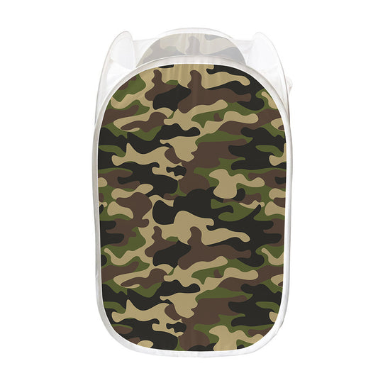 Army Green Camouflage Print Mesh Laundry Hamper