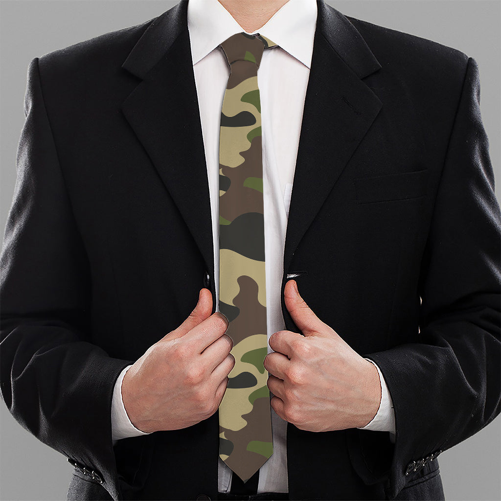 Army Green Camouflage Print Necktie