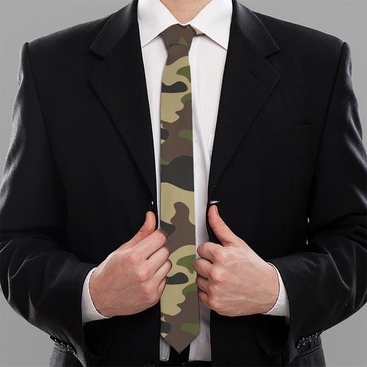 Army Green Camouflage Print Necktie