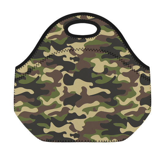 Army Green Camouflage Print Neoprene Lunch Bag