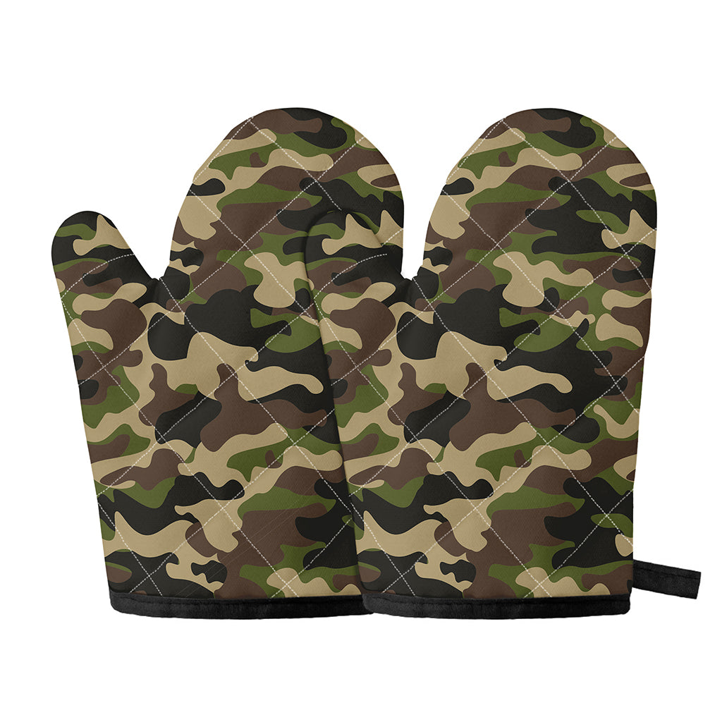 Army Green Camouflage Print Oven Mitts