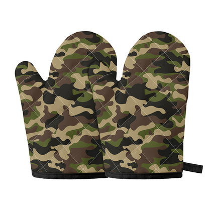 Army Green Camouflage Print Oven Mitts
