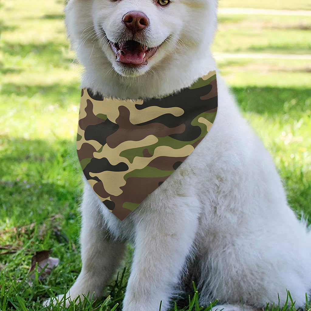 Army Green Camouflage Print Over The Collar Dog Bandana