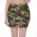 Army Green Camouflage Print Pencil Mini Skirt