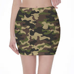 Army Green Camouflage Print Pencil Mini Skirt