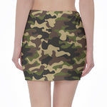 Army Green Camouflage Print Pencil Mini Skirt