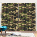 Army Green Camouflage Print Pencil Pleat Curtains