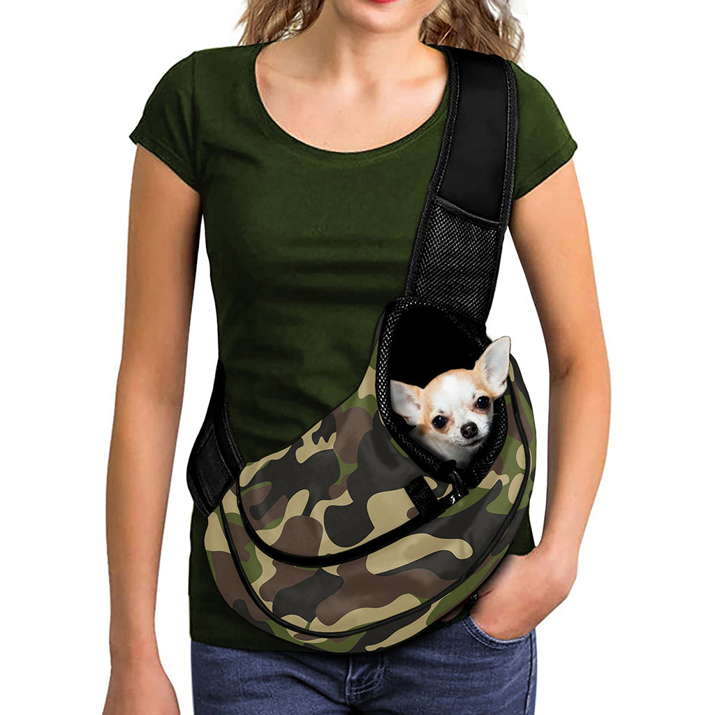 Army Green Camouflage Print Pet Sling Carrier