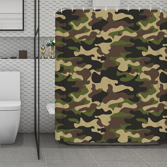 Army Green Camouflage Print Polyester Shower Curtain