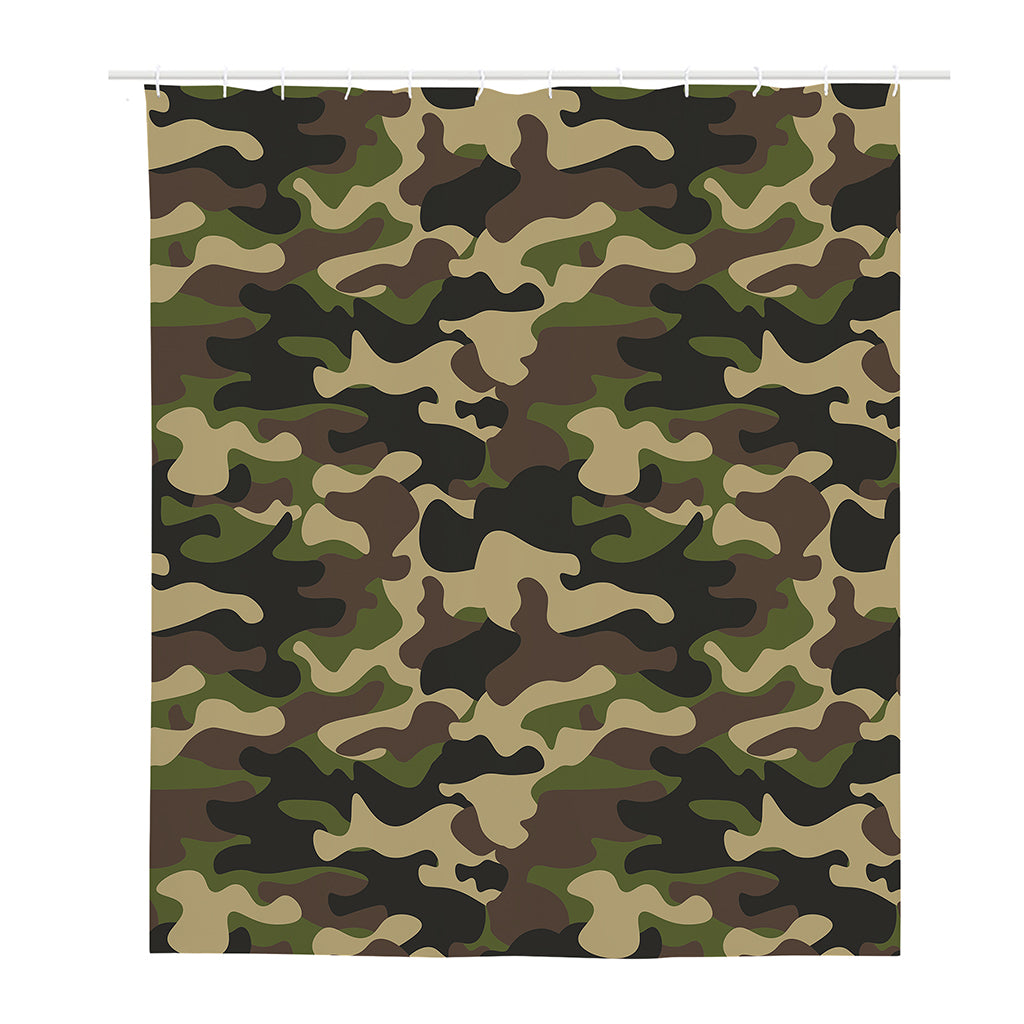 Army Green Camouflage Print Polyester Shower Curtain
