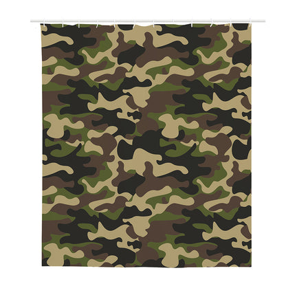 Army Green Camouflage Print Polyester Shower Curtain