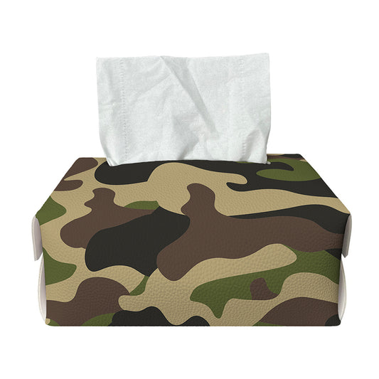 Army Green Camouflage Print Rectangle Tissue Box Cover