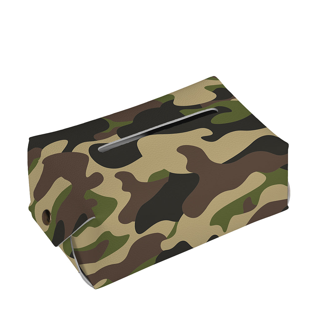 Army Green Camouflage Print Rectangle Tissue Box Cover