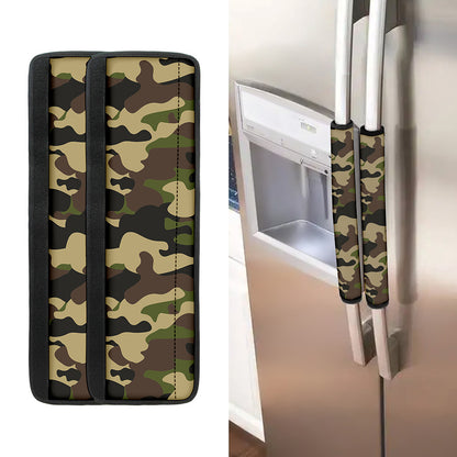 Army Green Camouflage Print Refrigerator Handle Covers