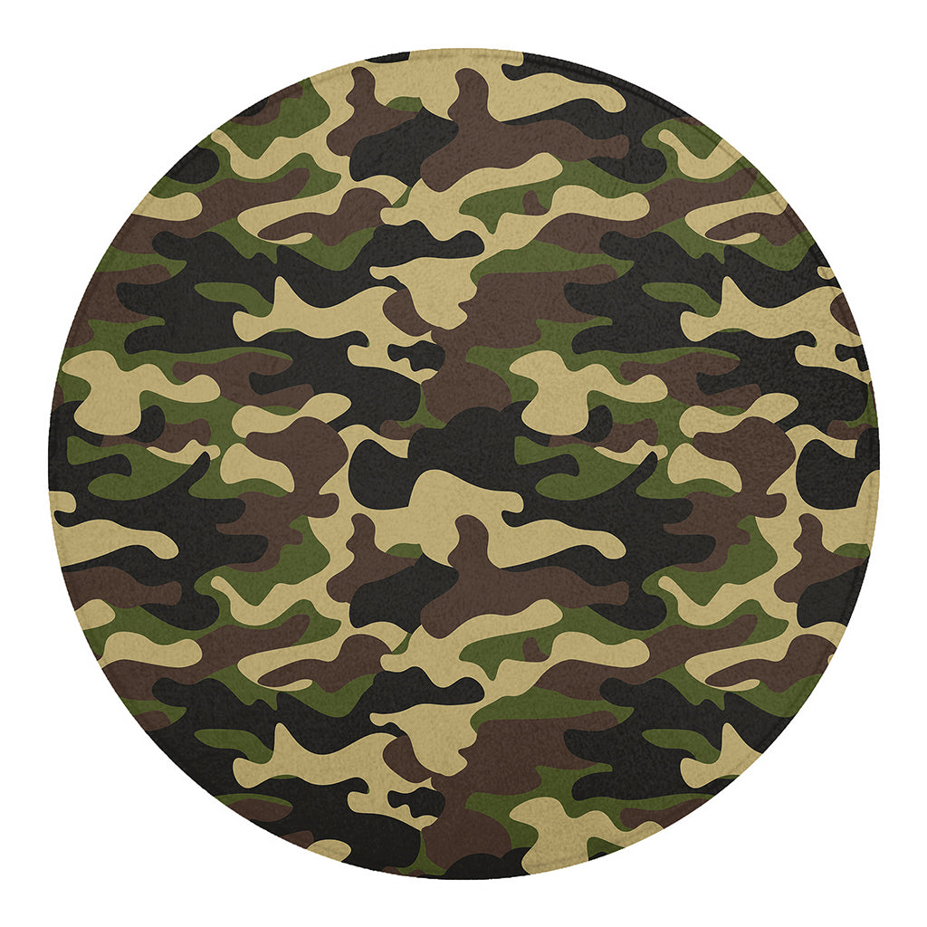 Army Green Camouflage Print Round Blanket